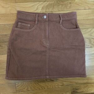 Aritzia Wilfred Free Rust Red Denim Mini Skirt • XS/Size 0 • Y2K / Fall Core